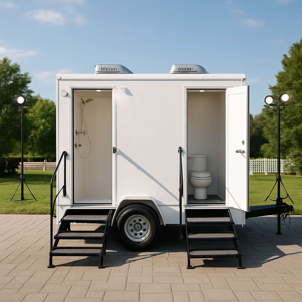 Hand wash station with foot pumps and sanitizer stands for Triad portable toilet rentals